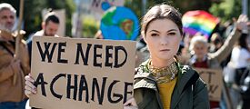 Woman with sign