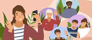 Woman on video call
