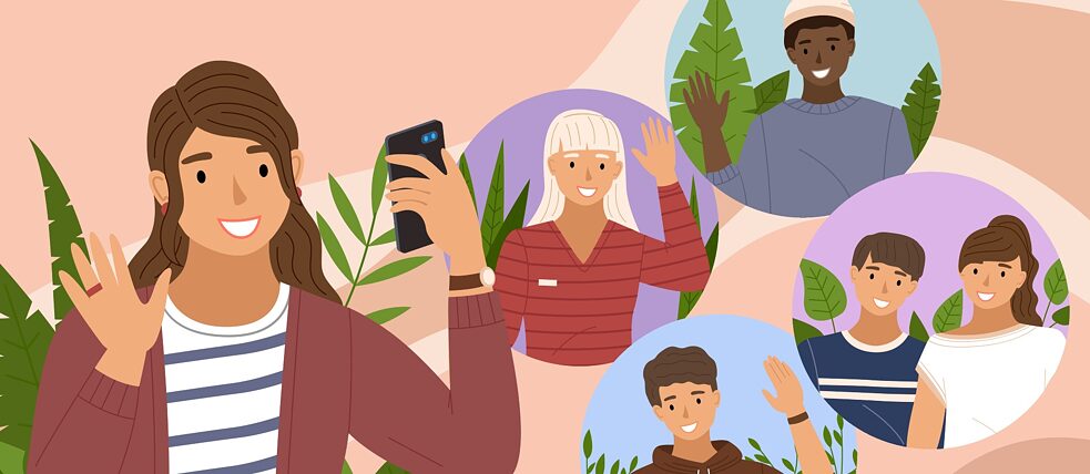 Woman on video call