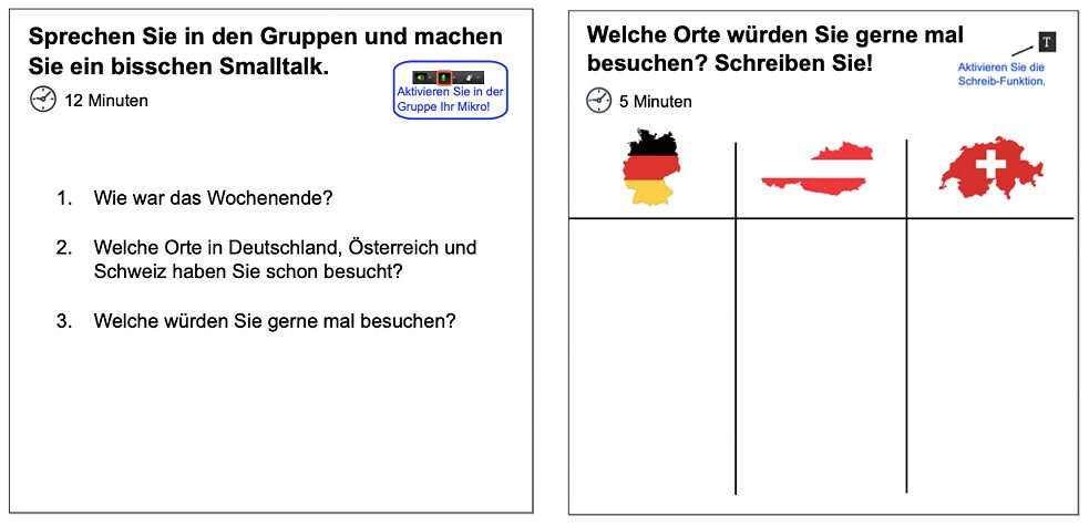 Screenshots Landeskunde im DaF-Unterricht Zwei Screenshots der App Landeskunde im DaF-Unterricht