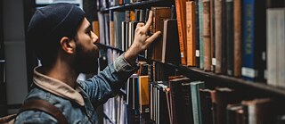 A man in a library