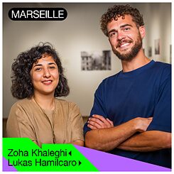 Porträtfoto von Zoha Khaleghi und Lukas Hamilcaro