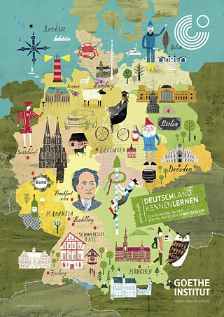 Poster von Deutschland mit Illustrationen 