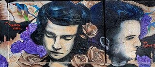 Grafitti auf dem Münchner Schlachthofgelände im Gedenken an Sophie und Hans Scholl und ihre Widerstandsgruppe „Weiße Rose”