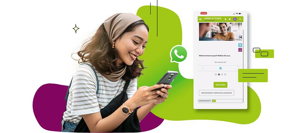 A woman is taking a course on her smartphone.