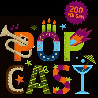 Grafik: Das Wort 'Popcast' auf schwarzem Hintergrund.