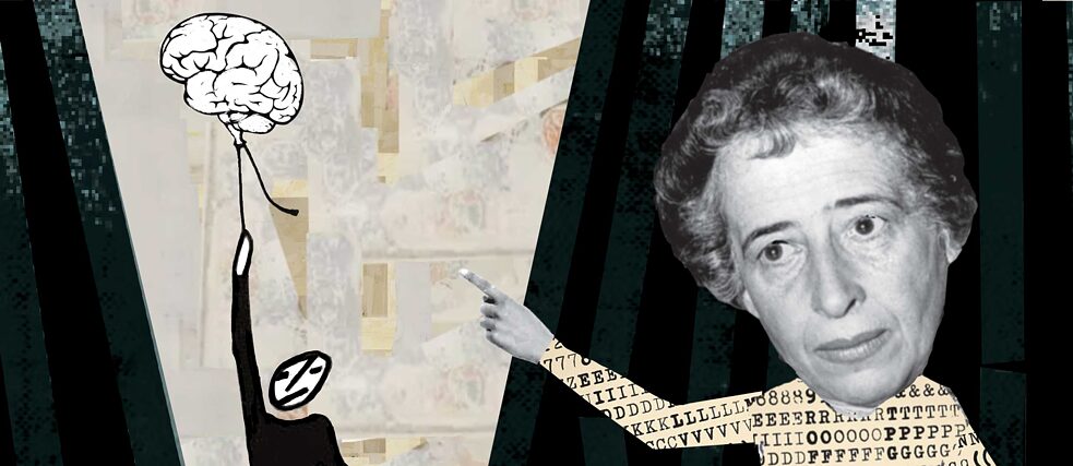 Die Illustration zeigt Hannah Arendt im Zentrum