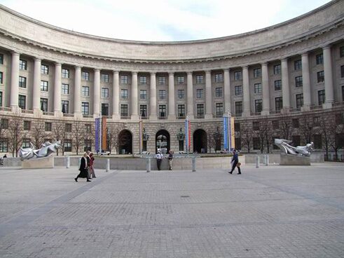 The front of the former Post Office Department building, 2009.