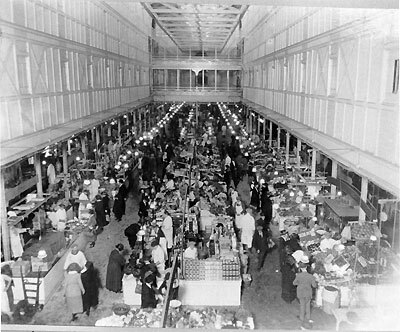 Interior view of one of the market wings, Center Market, 1923.