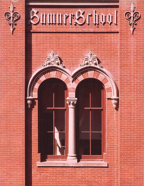 Detail of an arched window at the Sumner School. (n.d.)