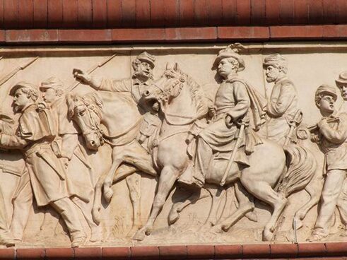 Soldiers in Buberl's frieze for the Pension Building, 2015.