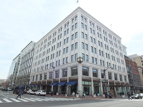 The Hecht Company's main downtown store was located at the southeast corner of 7th and F Streets, where Alexander and Moses Hecht, the sons of a German-Jewish merchant family from Baltimore, first opened a shop on March 20, 1896 at 515 Seventh Street. Photo 2015.