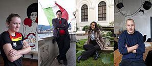 Born after ’89 | fltr: Hannah Stegmeier, Bonn; Riccardo Pilat, Triest; Agata Otranto, Bari; Philipp Werner, Dresden.