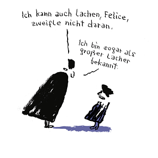 Zwei Personen mit Sprechblasen, gezeichnet 