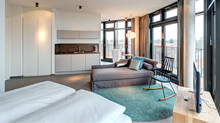 Ein Zimmer im Hotel im Bunker.