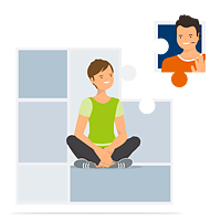 Illustration: Lehrer und zwei Schüler 